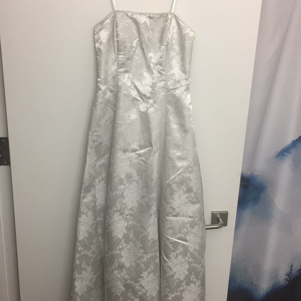 Small strapless silver dress